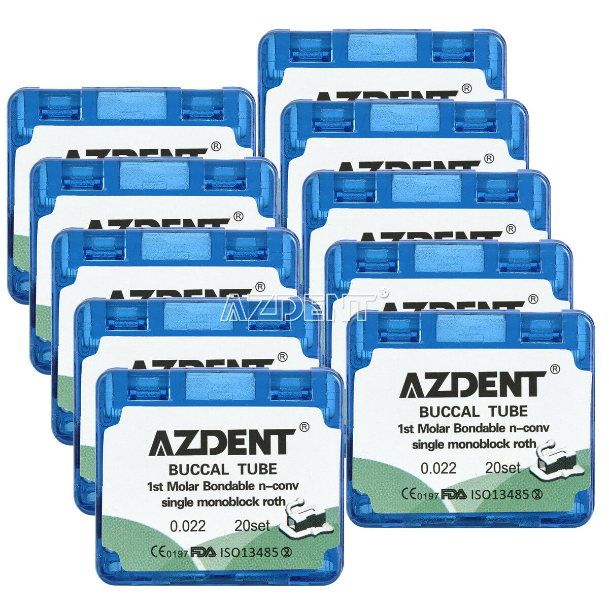 3X AZDENT Dental 1st Molar Monoblock Buccal Tube Bonding Non-Conv Roth 022 U1/L1
