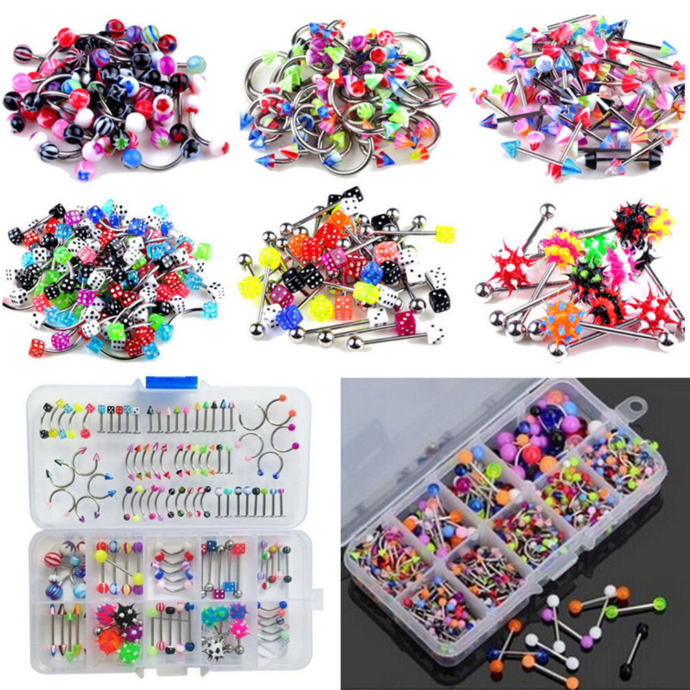 Wholesale Lots Mixed Lip Piercing Body Jewelry Barbell Rings Tongue Ring .l8
