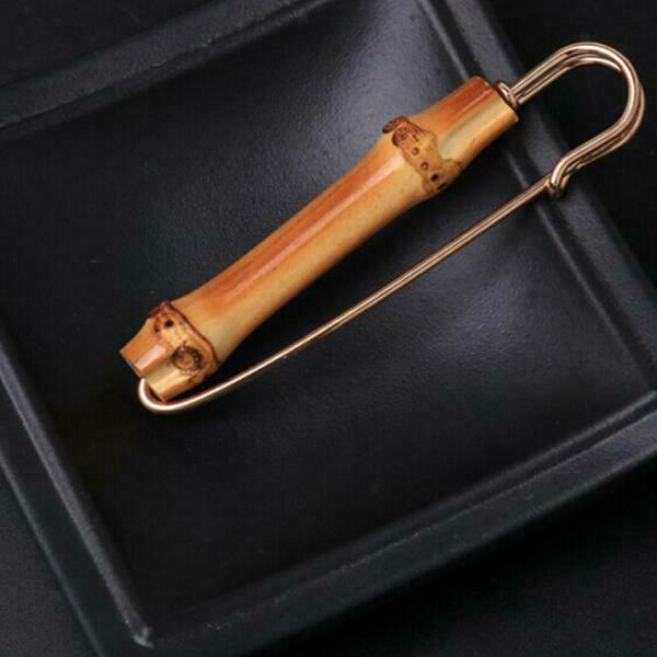 4x Retro Wooden Safety Pins for Scarf Ornaments Suit Brooch for Women Men