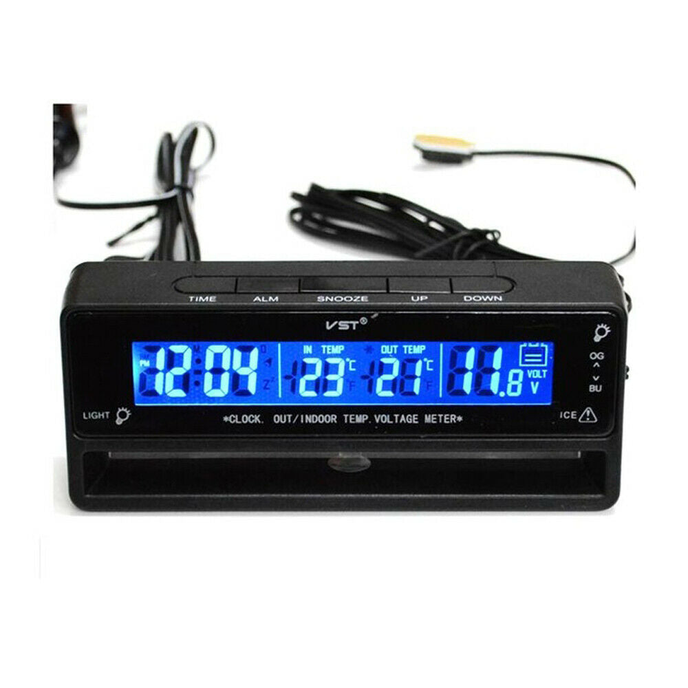 1x Digital LCD Car Clock Thermometer Temperature 04