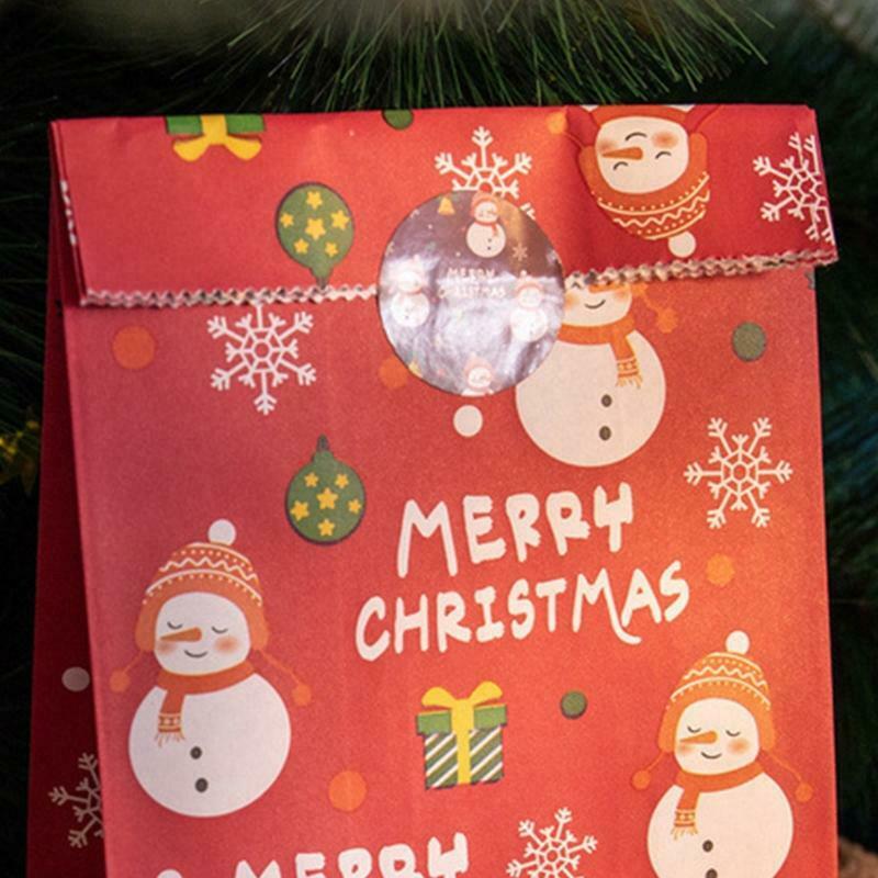 24pcs Christmas Goody Bags Holiday Treat Bag Candy Gift Bags with Seal Stickers