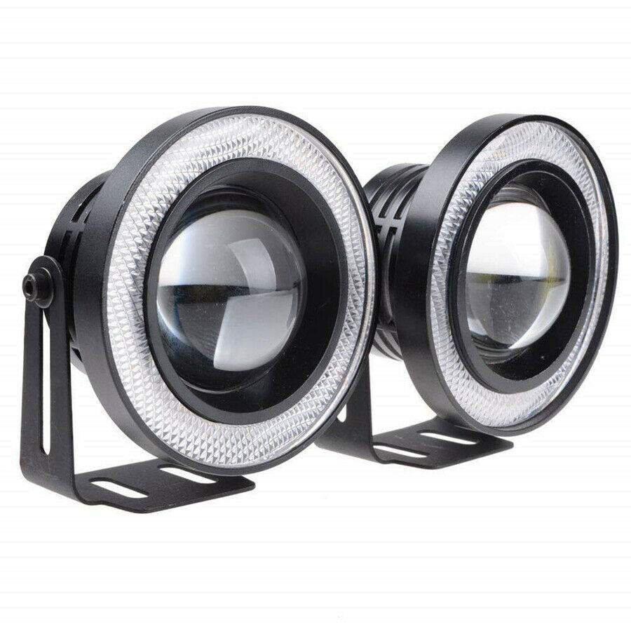 3.5"  COB  Fog Light Projector Car CCFL Blue Angel Eyes Halo Ring DRL Headlight