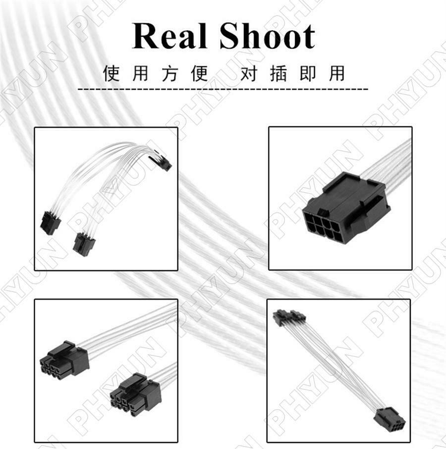 5Pcs 20CM PCI-E 8 pin Female to Dual PCI-E 6+2 pin male GPU Power Cable Splitter