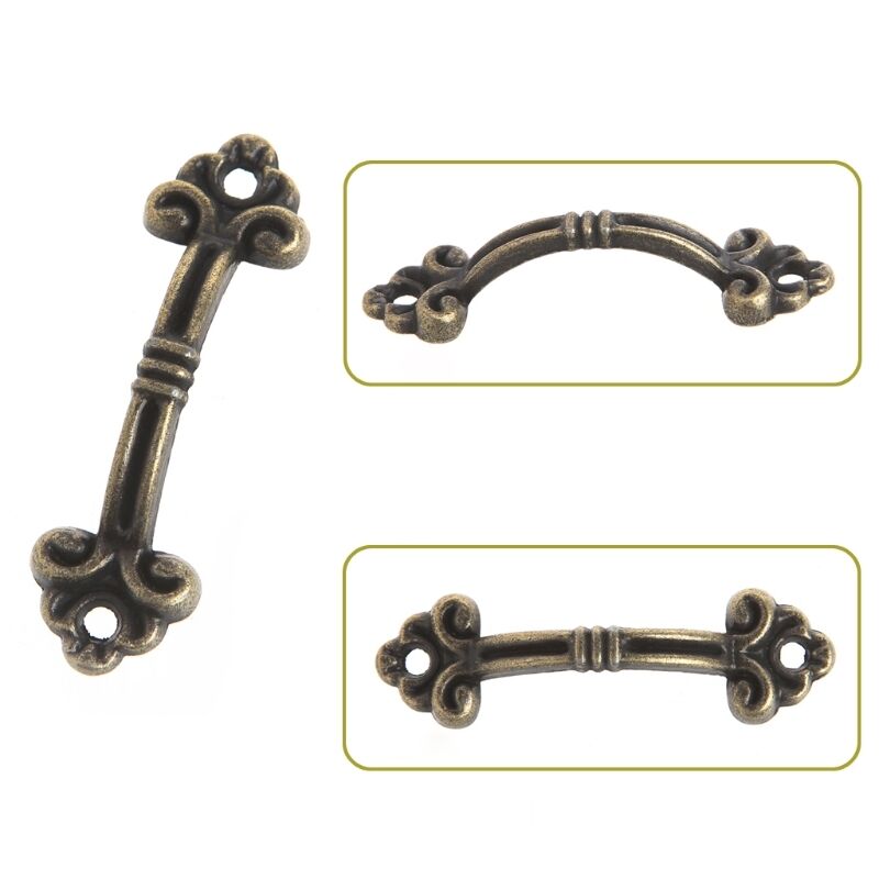 10X Bronze Handle Knob Retro Arch Tracery Drawer Wooden Jewelry Box Cabinet Pull