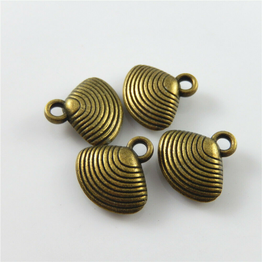20 pcs Antiqued Bronze Fan Shell Alloy Charm Seashell Pendant Findings 17x12x6mm