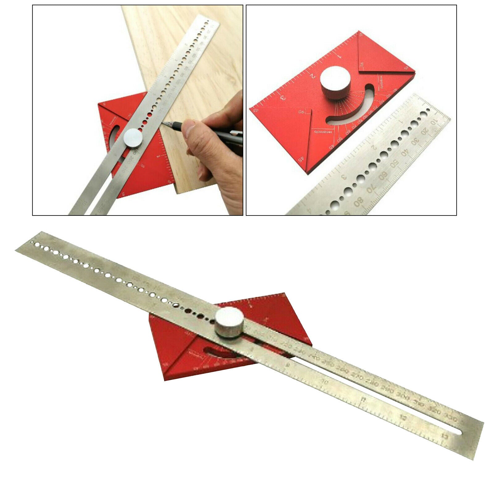 Multifunctional Adjustable Gauge Measurement Tool Woodworking Ruler Angle Ruler