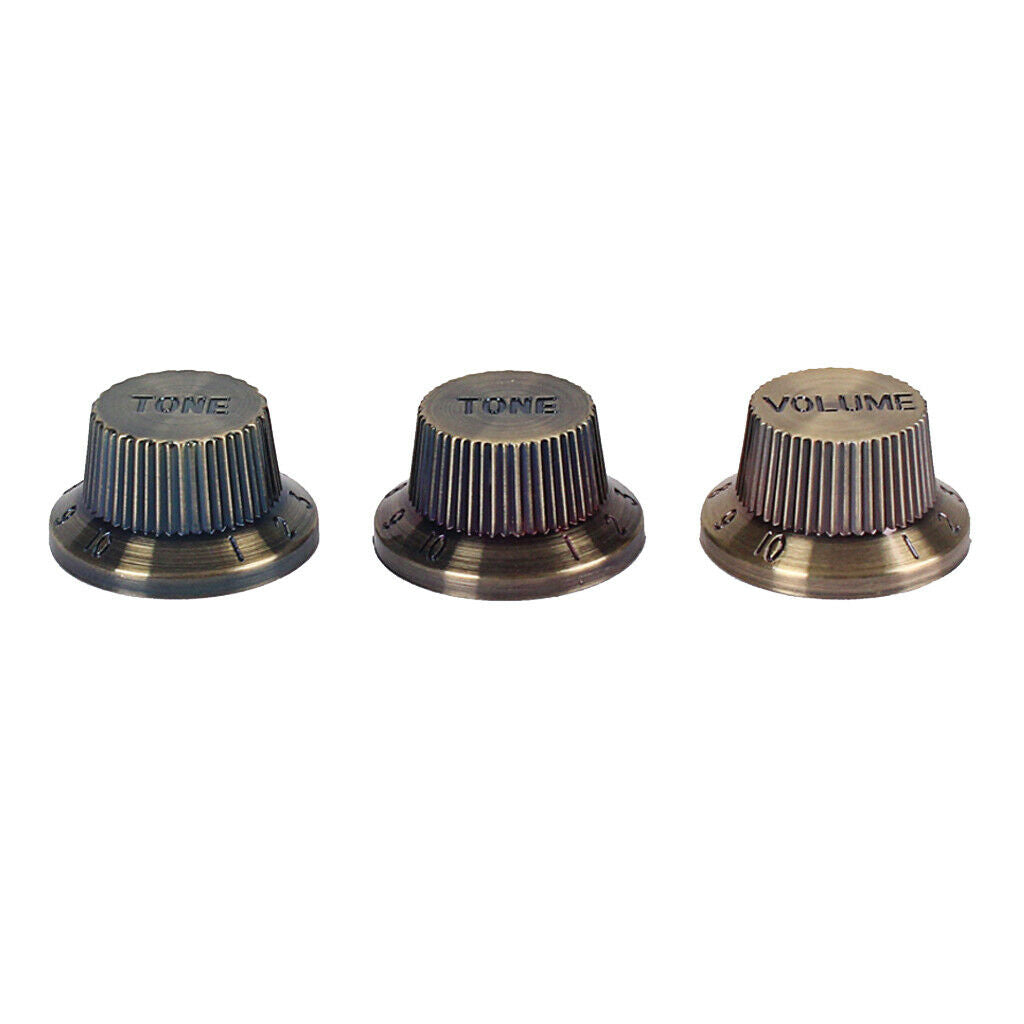 3pcs Plastic Volume Tone Speed Control Knobs for Electric Guitar, Bronze Color