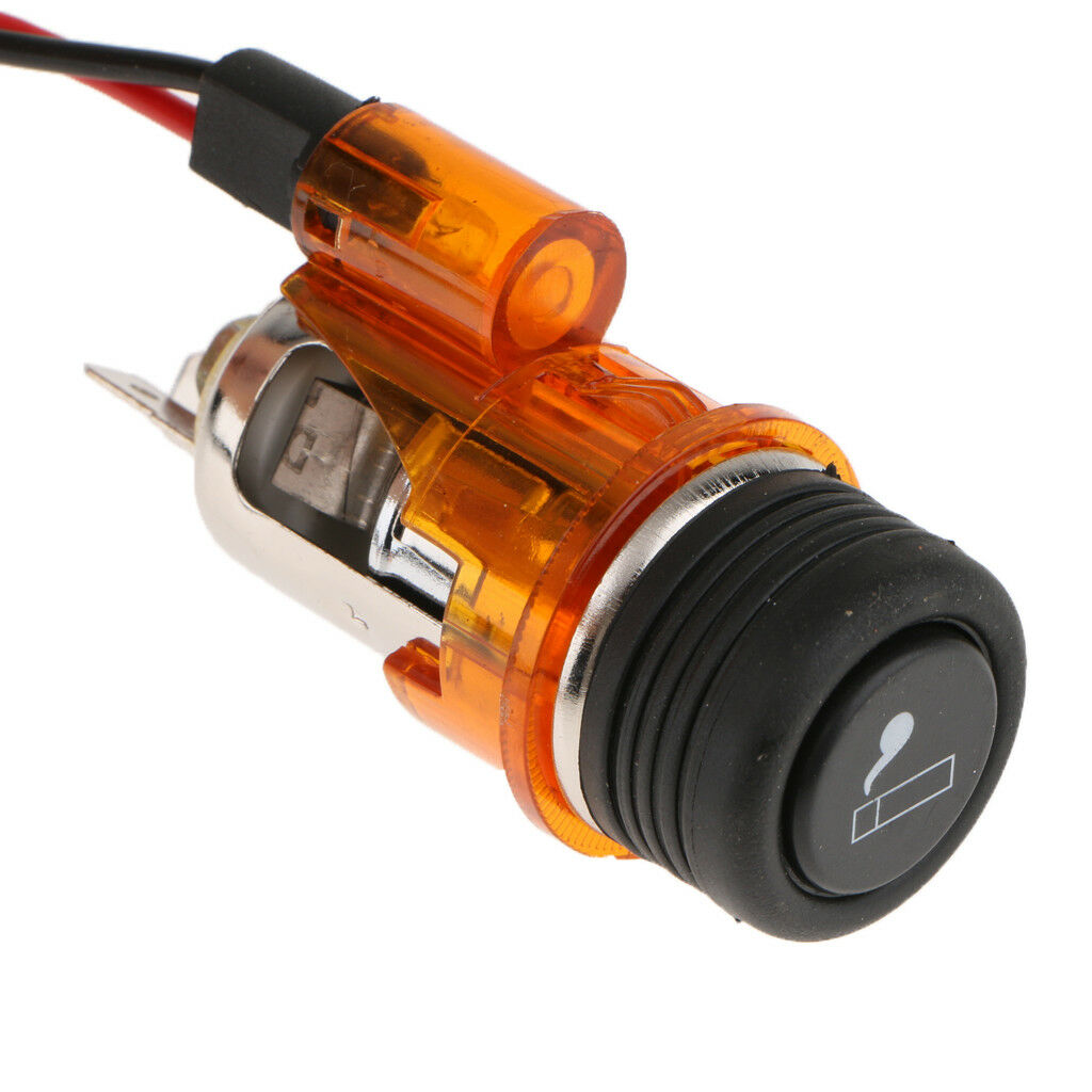 12V Car Cigarette Lighter Socket Plug Outlet Assembly Flash Light Orange
