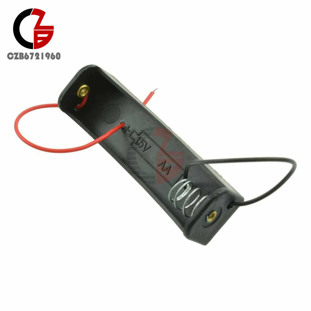 10PCS Black Plastic Battery Storage Case Box Holder Soldering 1.5V 1x AA 5" Lead
