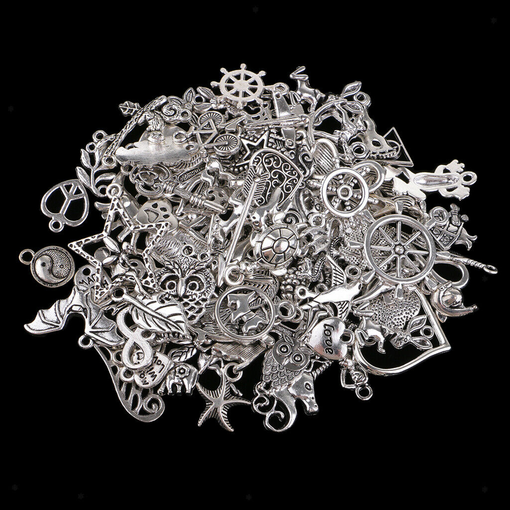 100pcs Assorted Many Style Alloy Charms Pendants Jewelry Making Accessories