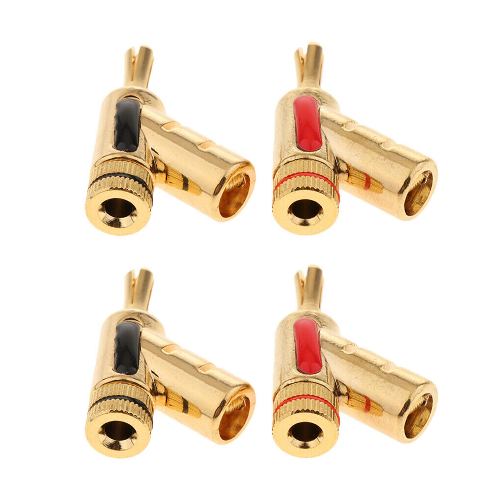 4pcs 4mm Banana Plug Speaker Cable Test Leads Screw Lock Terminal Connectors