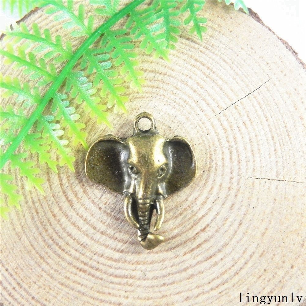 10pcs Antiqued Bronze Alloy Elephant Head Charms Pendant Jewelry Crafts 51194