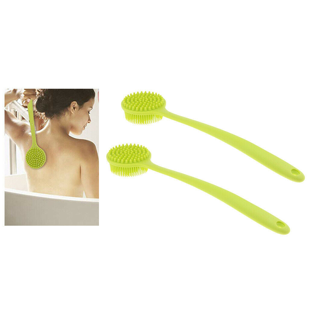 2 Pcs Soft Silicone Bath Body Brush Back Scrubber Cleaning Exfoliating Tool