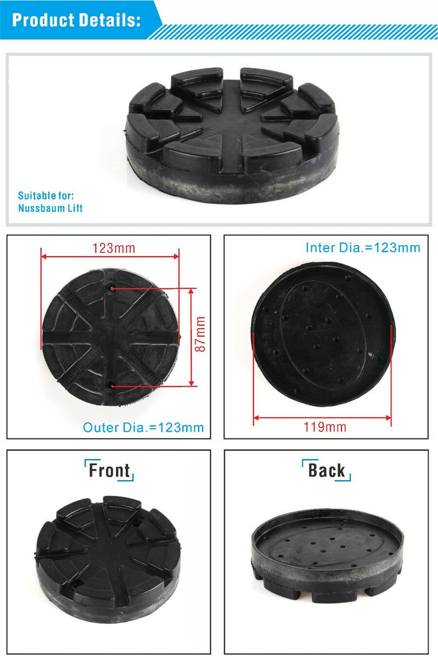 4Pcs Heavy Duty 123mm Round Rubber Arm Pads Car Lift Accessories Truck Hoist Pad