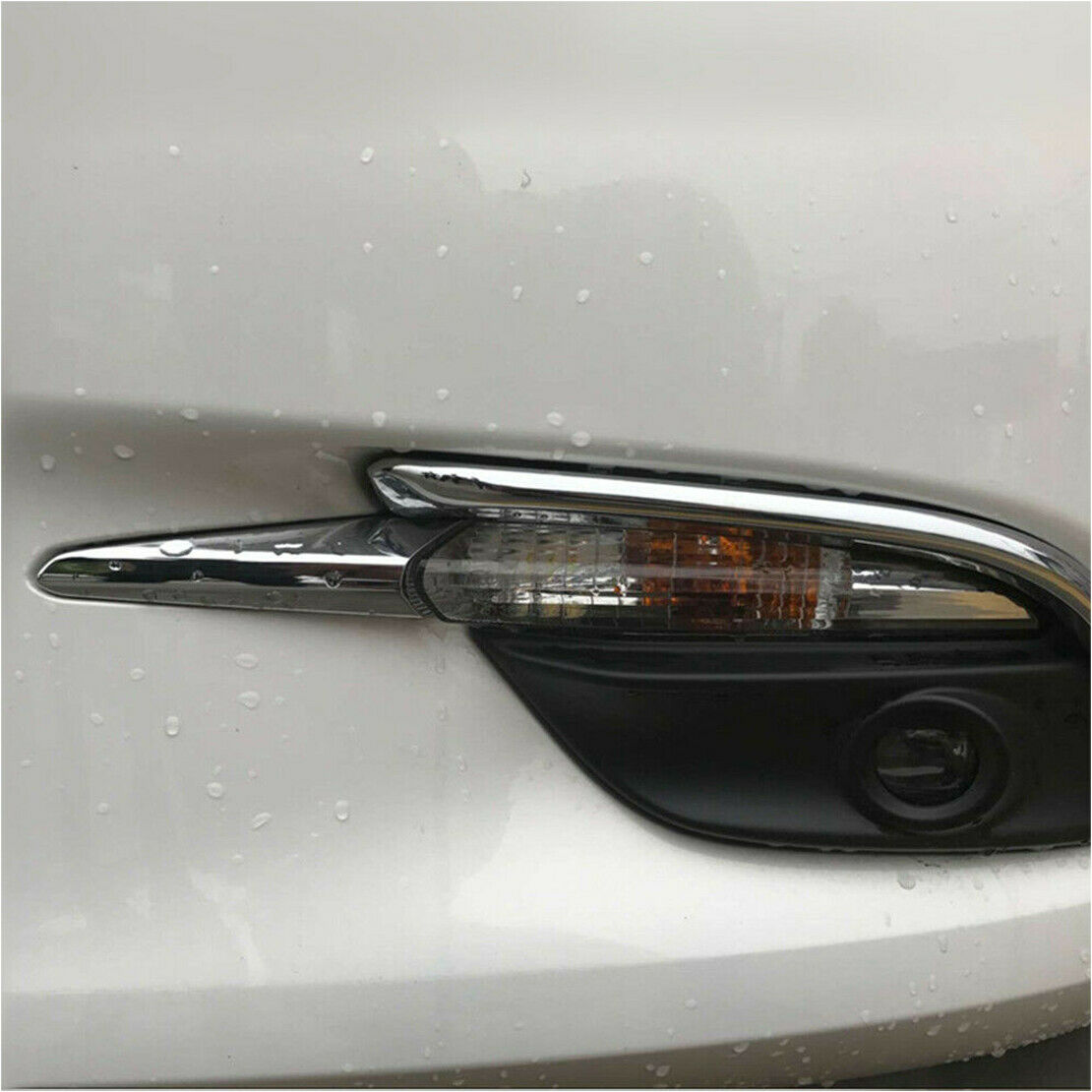Car Chrome Front Fog Light Lamp Eyelid Eyebrow Trim Fit For Mazda 3 Axela