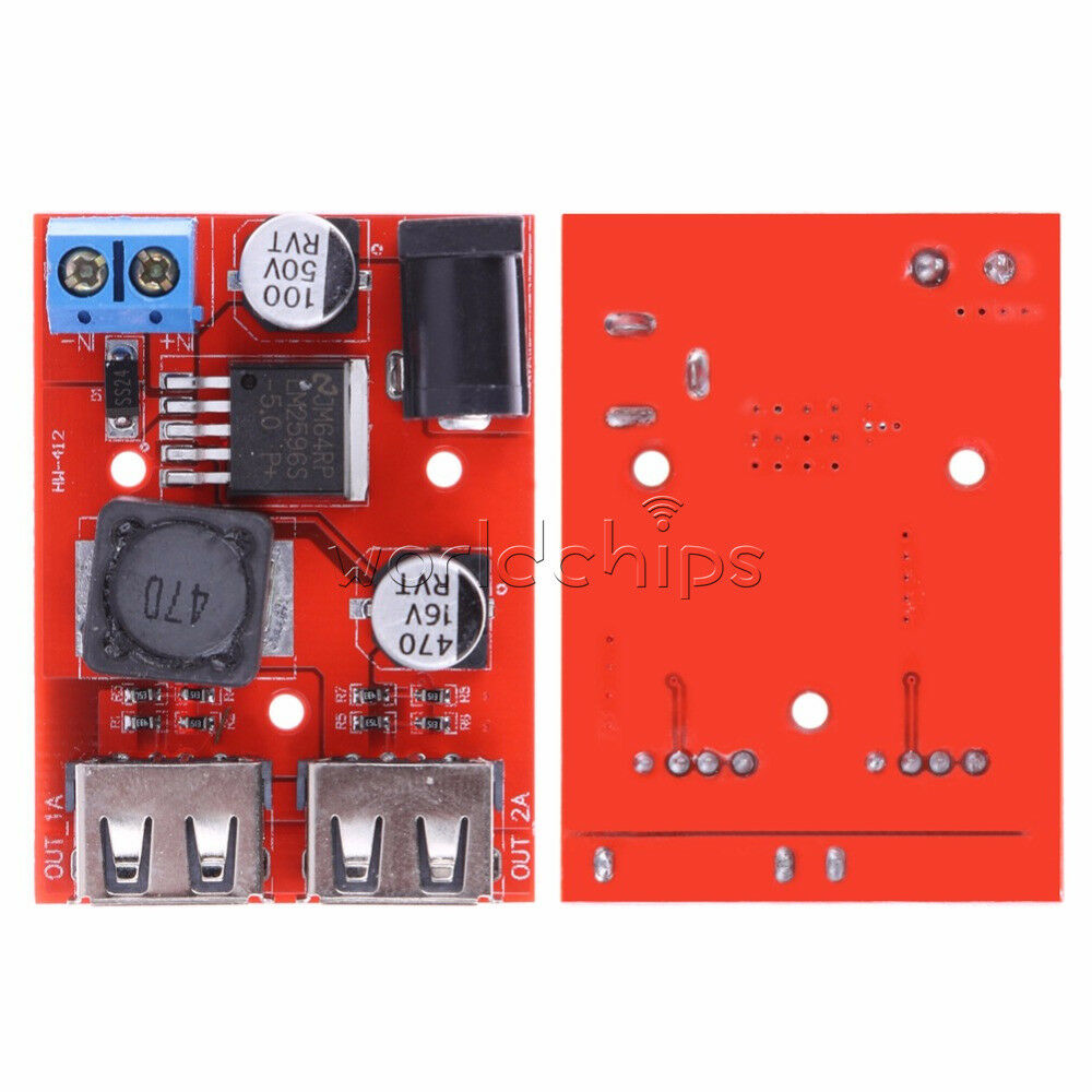 Dual USB Charger DC 9/12/24/36V to 5V 3A Step Down Buck PowerSupply Module 6-40V