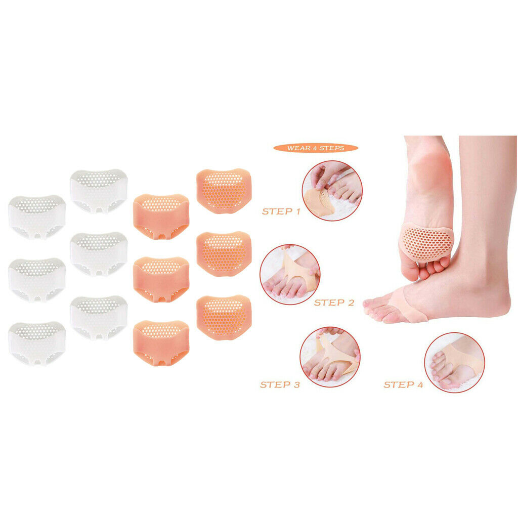 6 Pairs Silicone Honeycomb Forefoot Pads Metatarsal Pads Foot Cushion Insole