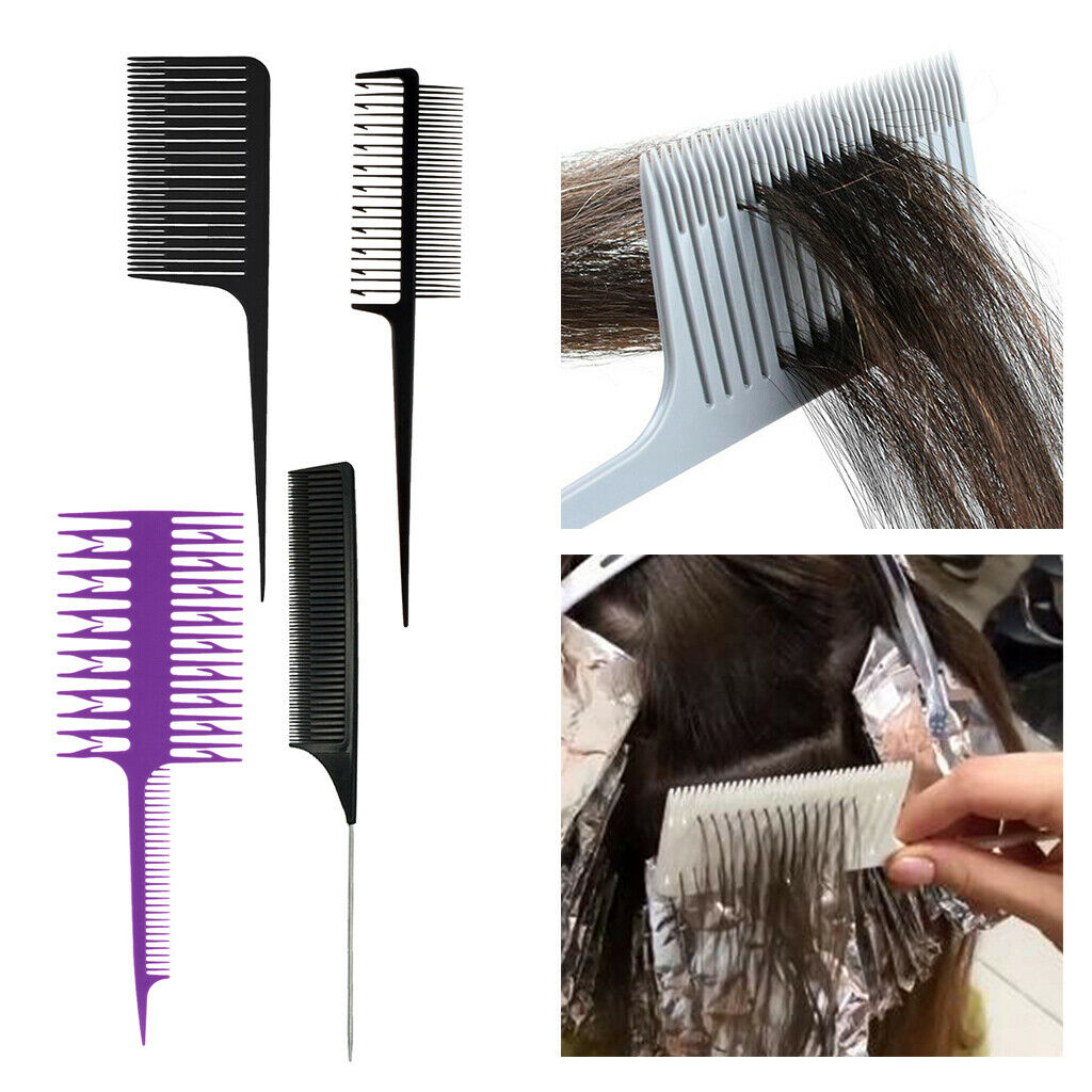 Rat Tail Sectioning Foiling Comb for Hair Dyeing/Highlighting/Balayage 4pcs