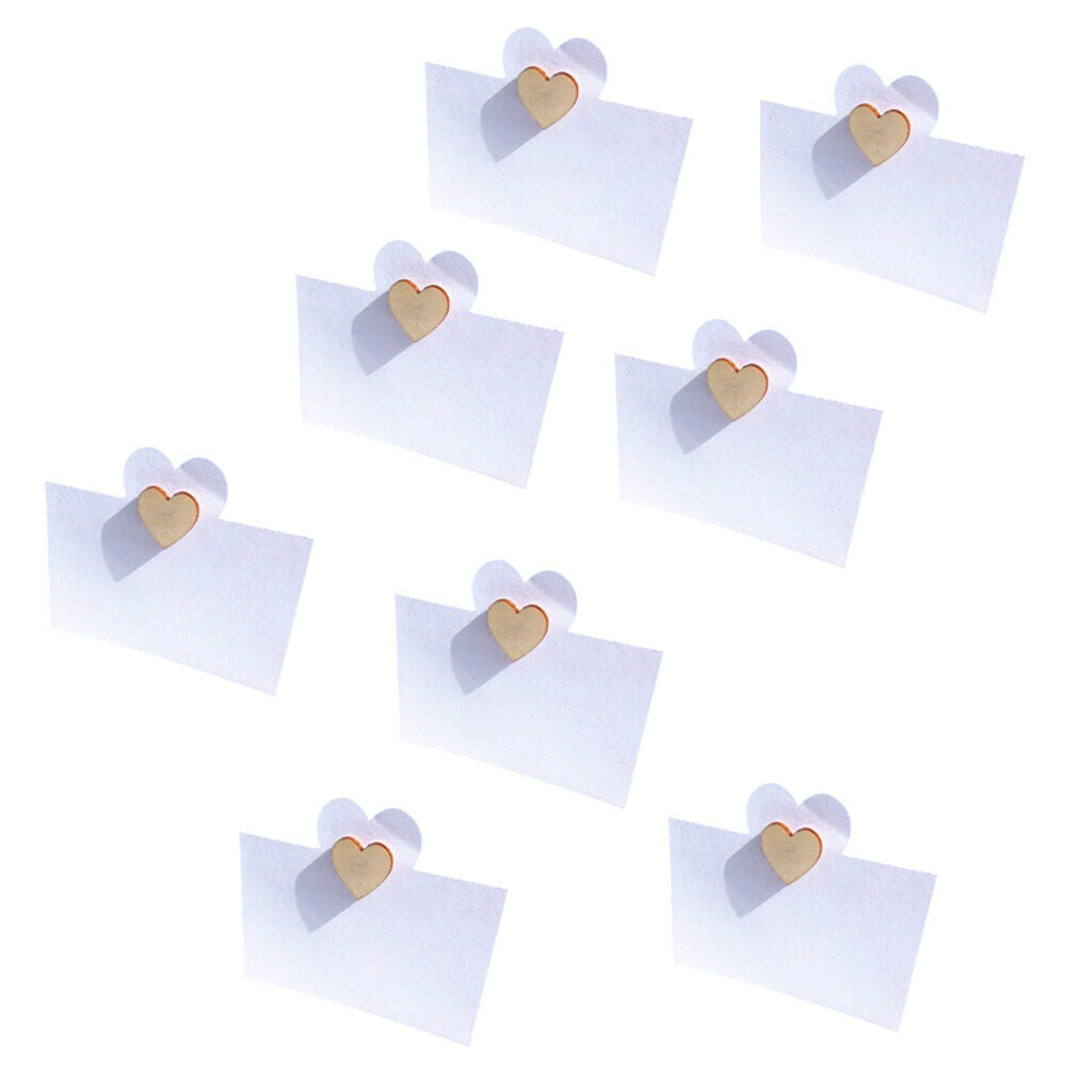 50 Pieces Wooden Love Heart Table Name Place Cards Wedding Party Decor Favor