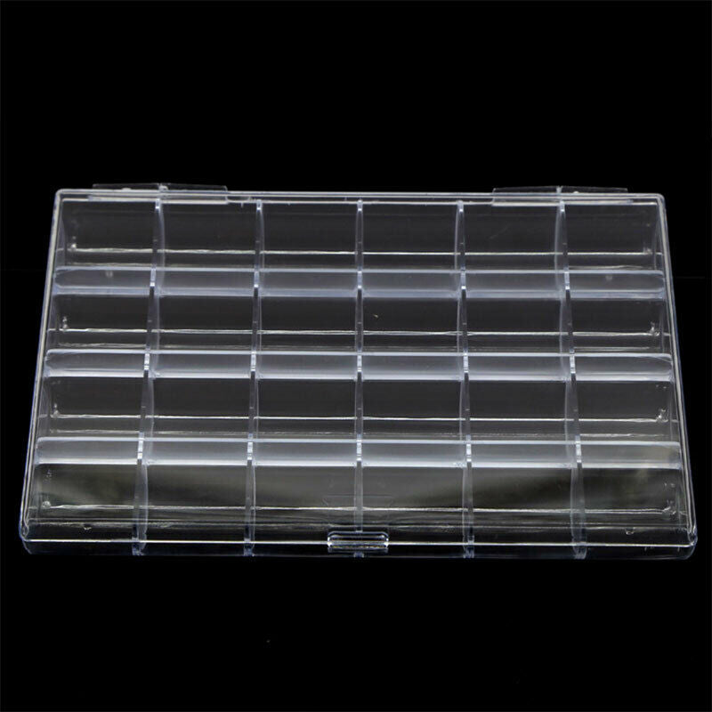 24 Grid Clear Box Plastic ring Jearrings Box Nail Art rhinestones Case Stor Kt