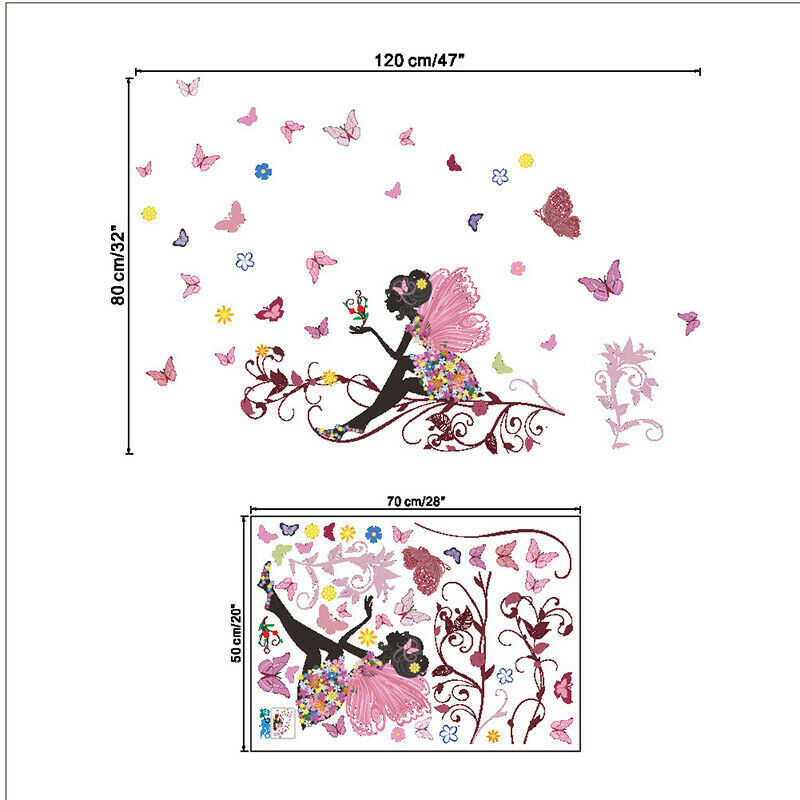 Butterfly Flower Fairy Wall Stickers For Kids Room Wall Decor Room Post.l8