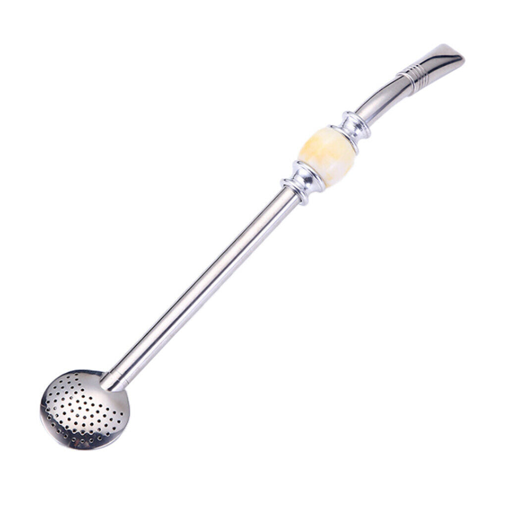 Stainless Steel Yerba Mate Straw Spoon Bombilla Tea Strainer Colander Yellow