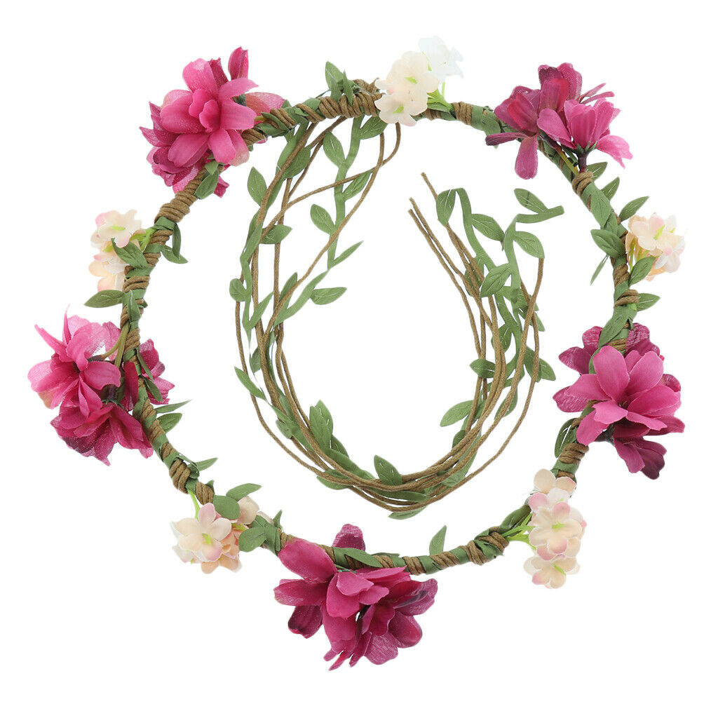 Women Flower Headband Floral Style Cross Head Wrap Hair Band Rose Red