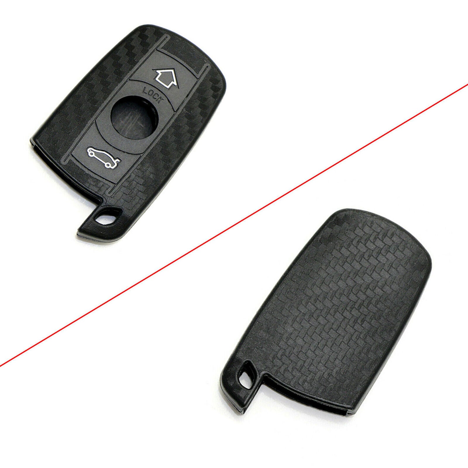 Carbon Fiber Pattern Soft Silicone Key Fob Cover For BMW First Gen Keyless Fob