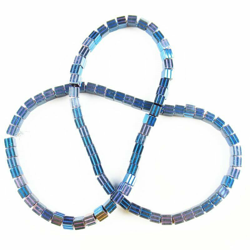 1Strand Blue Hematite Carved Cube Pendant Loose Bead 15.5 inch 4x4x4mm A-378TS
