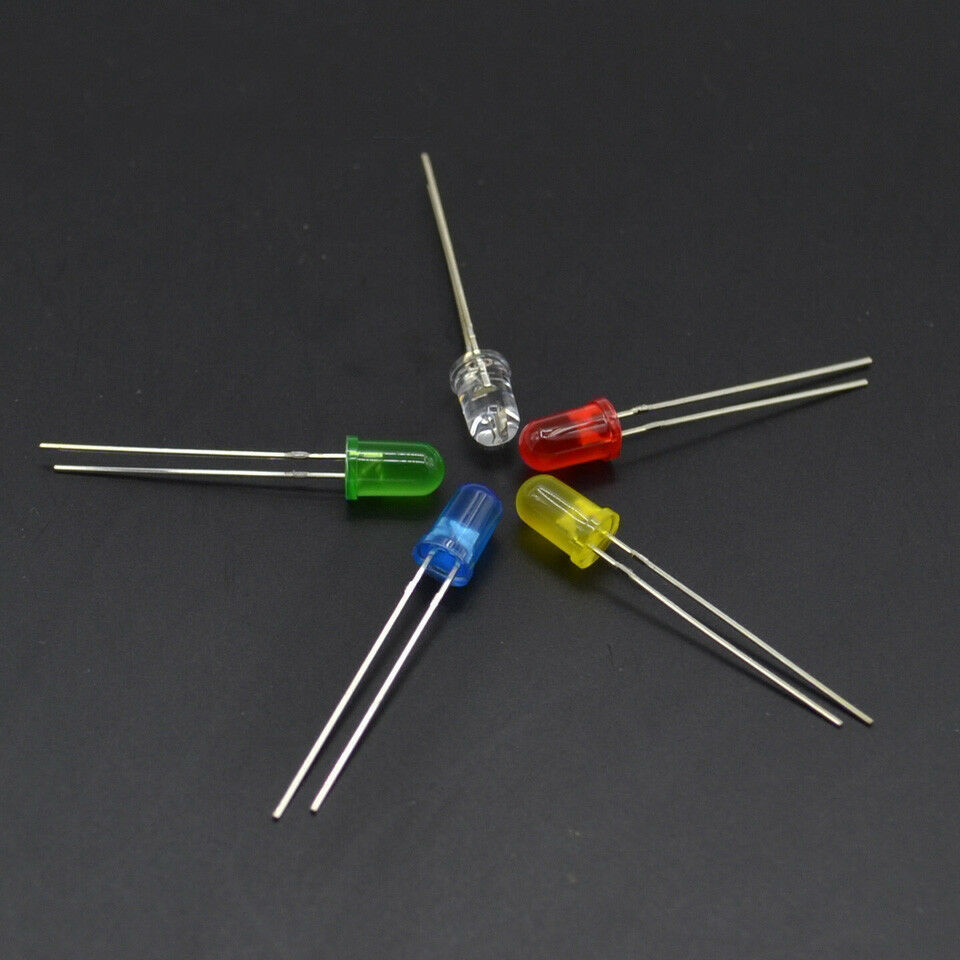 5mm Red Green White Blue LED Light Emitting Diodes 100pcs