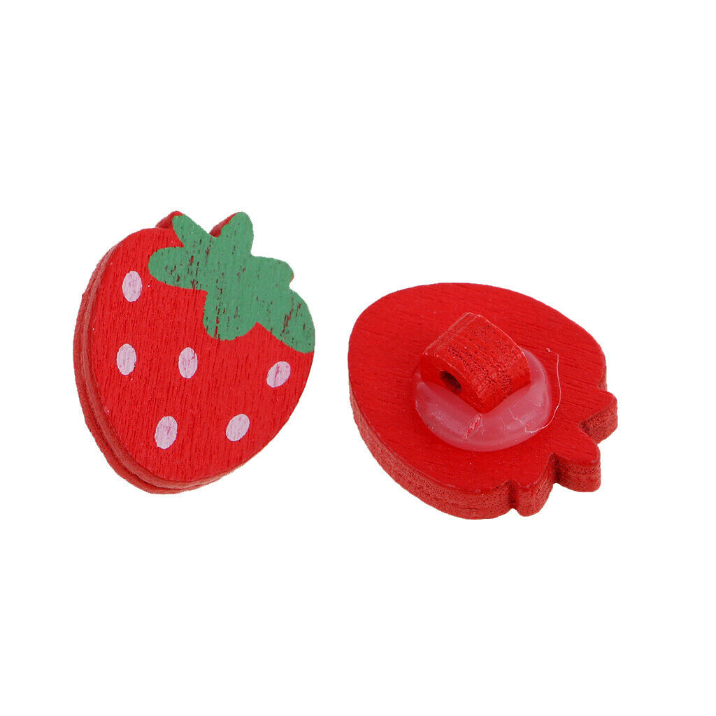 50pcs 21mm Strawberry Decorative Wooden Shank Buttons Sewing Embellishment