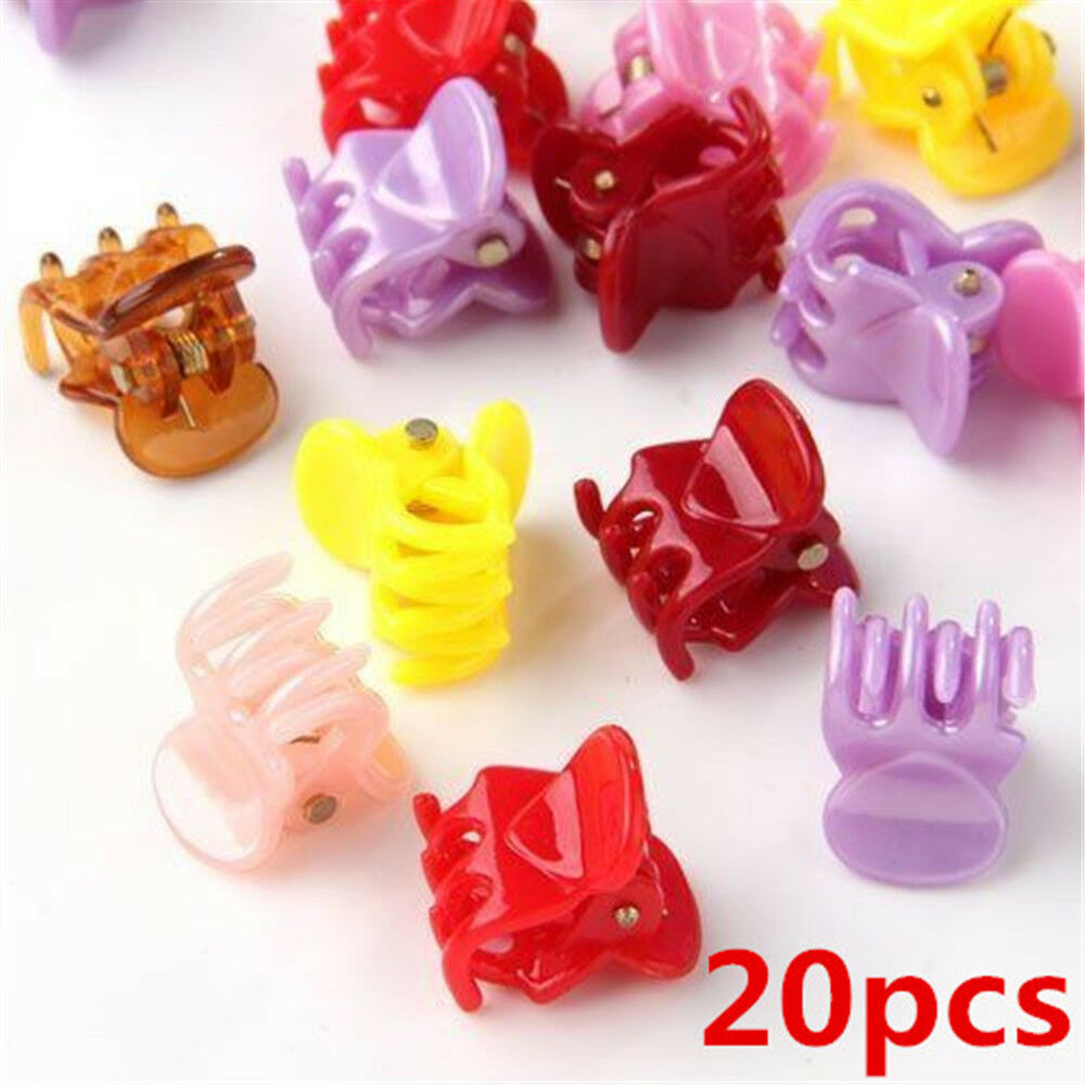 20Pcs Set Fashion Colorful Assorted Mini Small Plastic Hair Clips Claws Clamps !