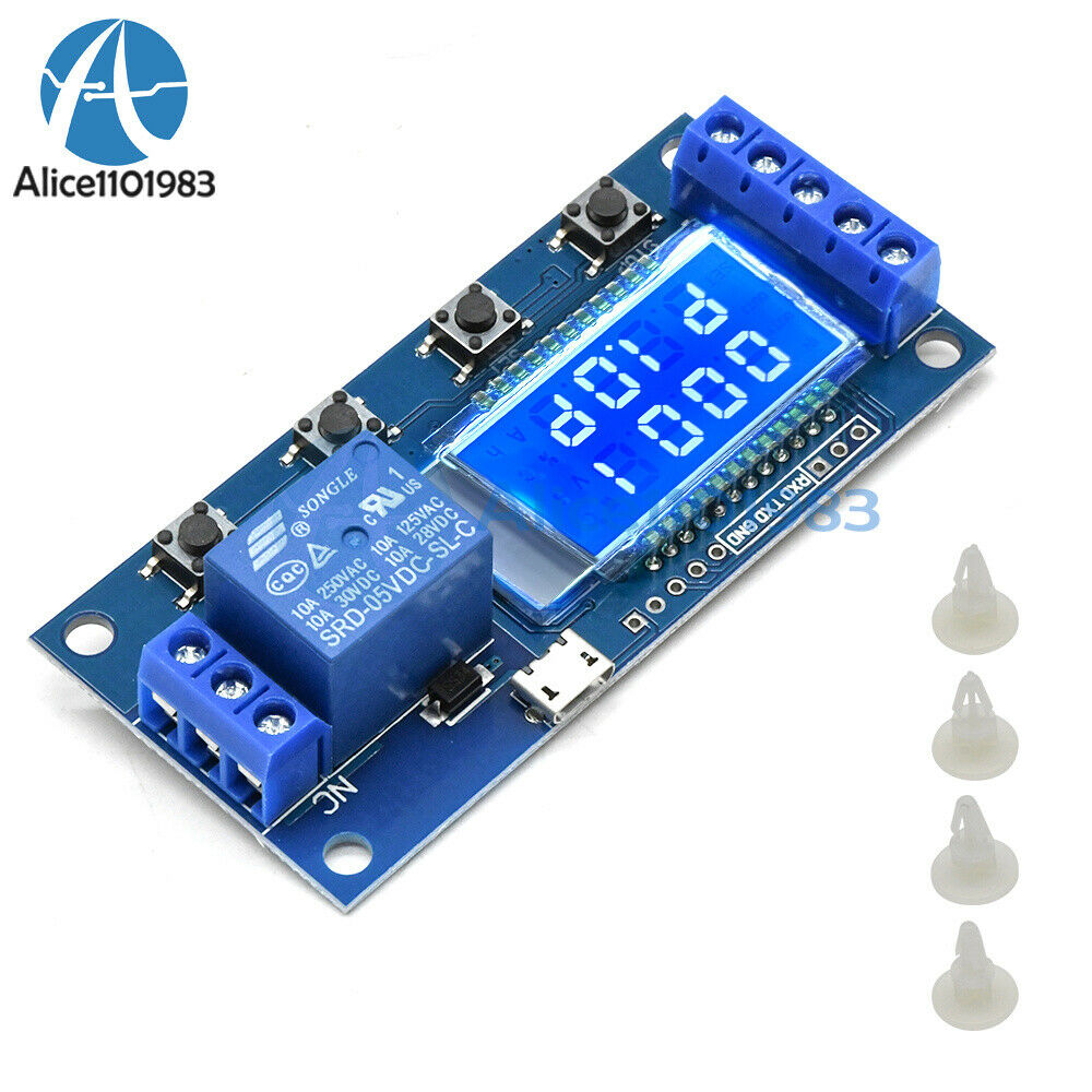 DC 5V-30V LCD Display Delay Relay Module With MICRO USB Interface