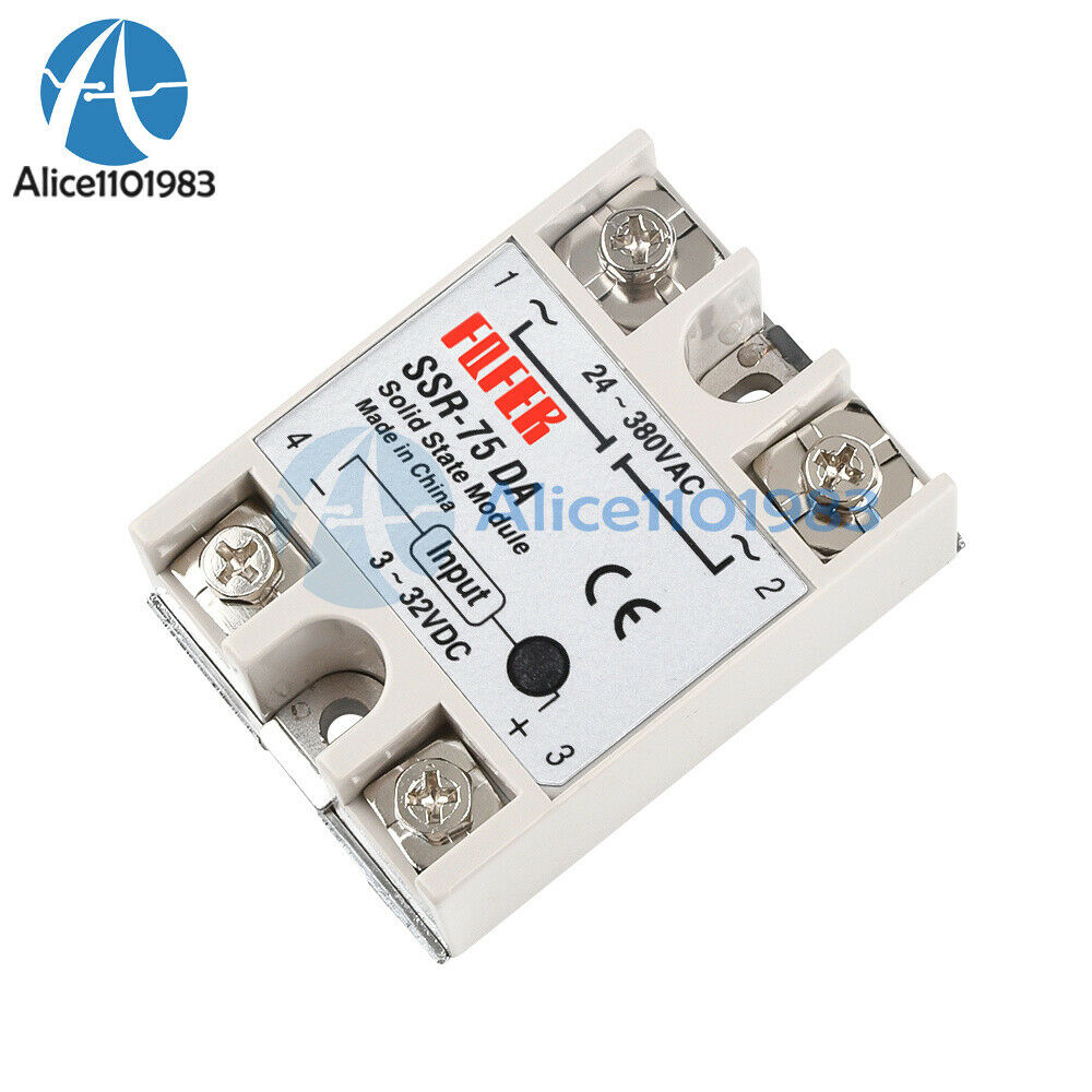 75A 250V SSR-75 DA Solid State Relay Module SSR-75DA 3-32V DC To AC 24V-380V