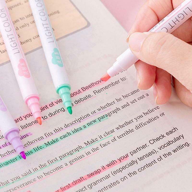 6 Colors Double Head Highlighter Fluorescent Markers Drawing Pen Stationery Gift