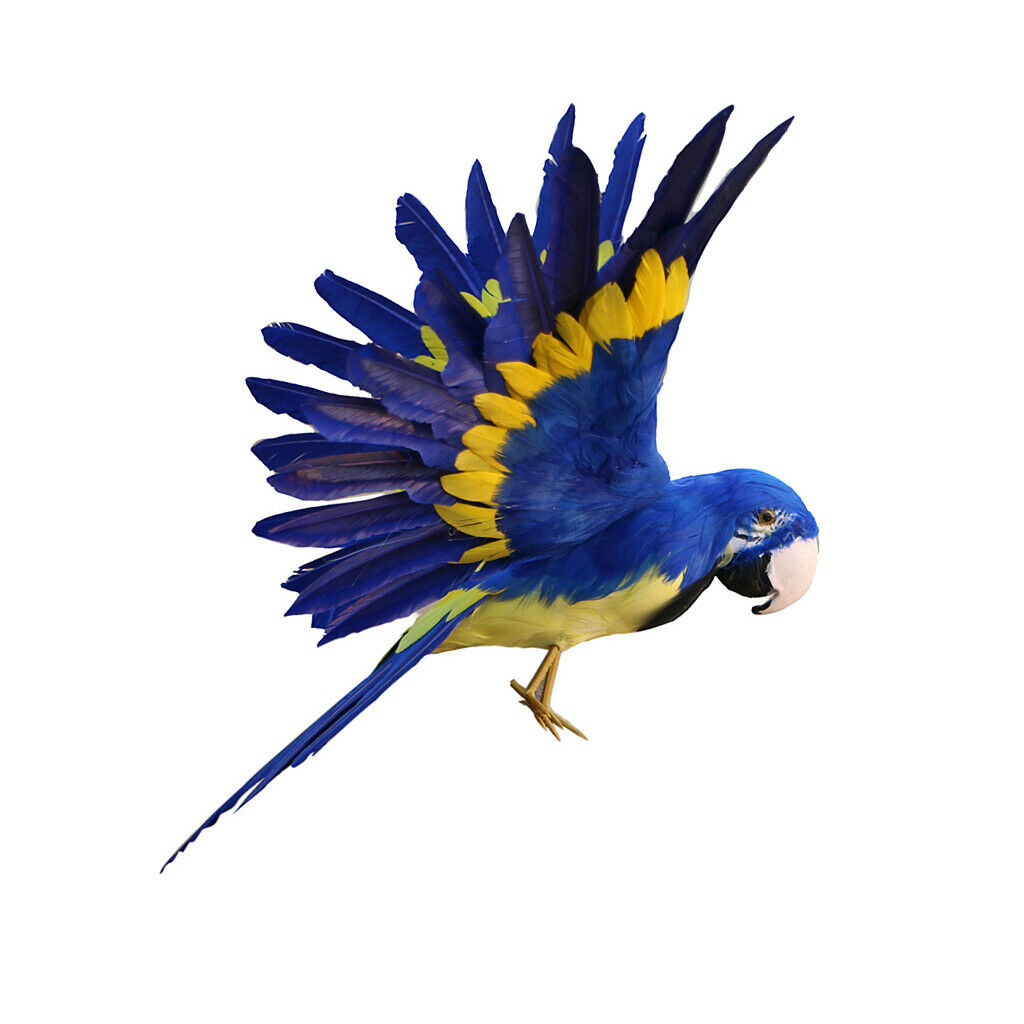 Lifelike Artificial Bird Feather Birds Parrot Blue Yard Garden Lawn Decor