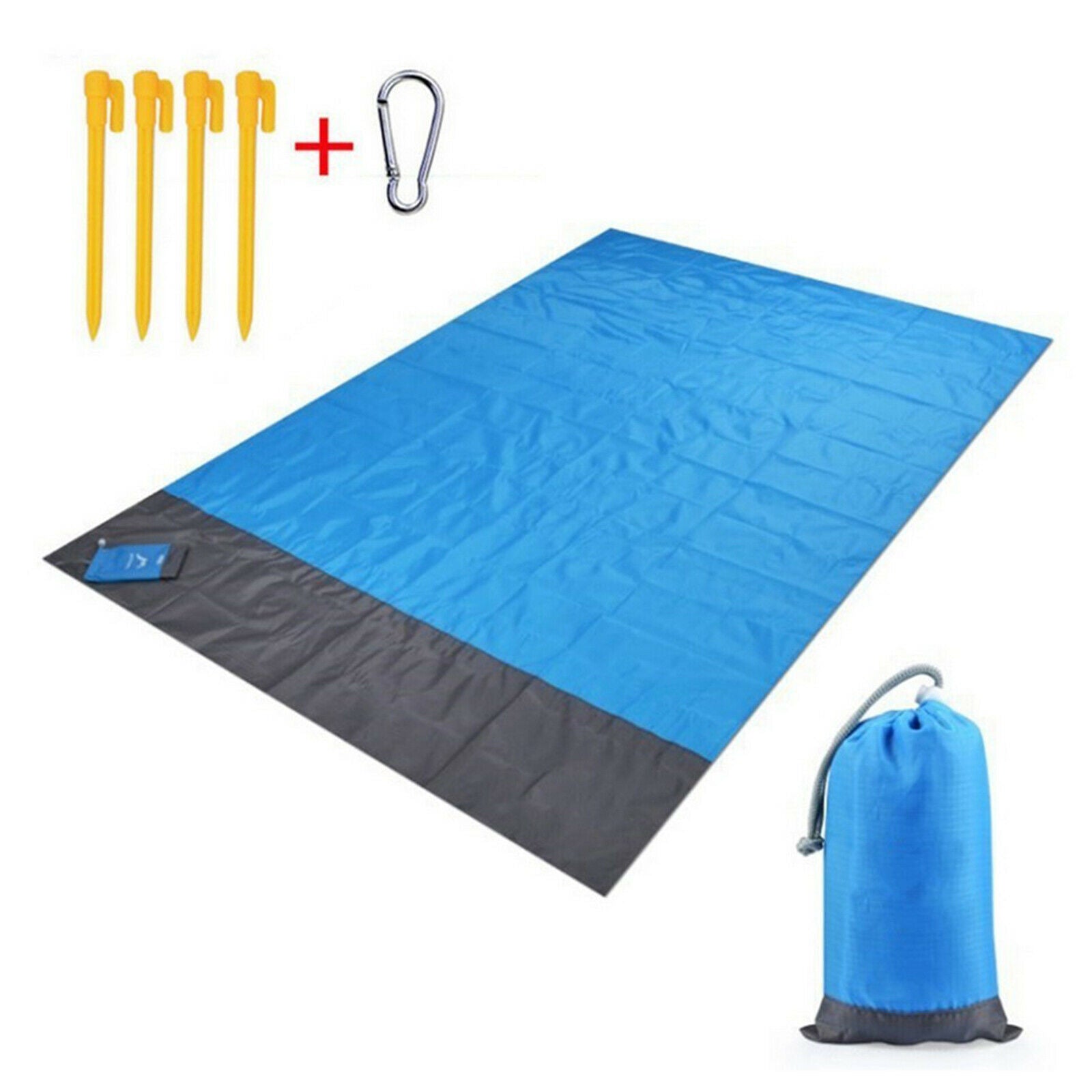 Oversized Beach Blanket Heat Resistant Nylon Mat with Anchor Travel Camping