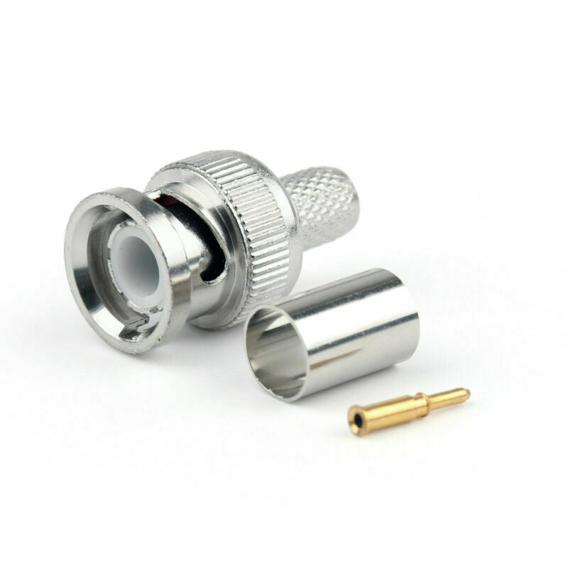 10 Pcs BNC Male Plug Crimp Adapter Coaxial Connectors For RG59 Cable