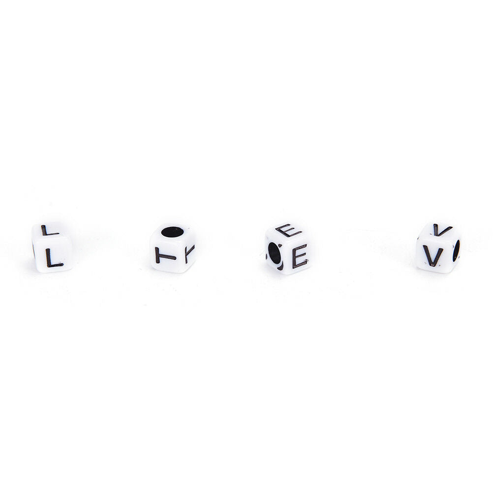 100pcs 6mm white cube alphabet single letter beads Craft DIY A - Z Mixe.l8