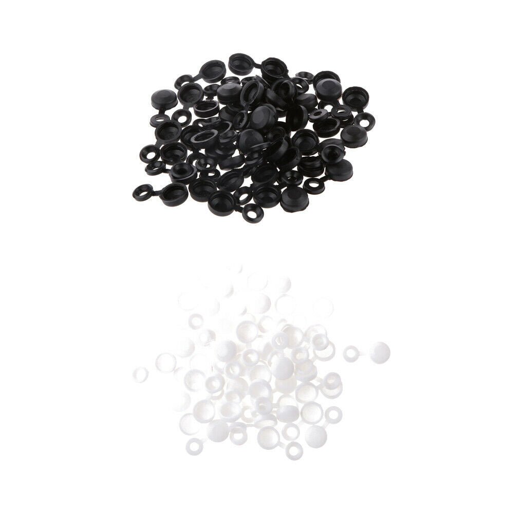 Pack Of 100 Polypropylene Hinged Screw Cover Caps Washers Flip Top