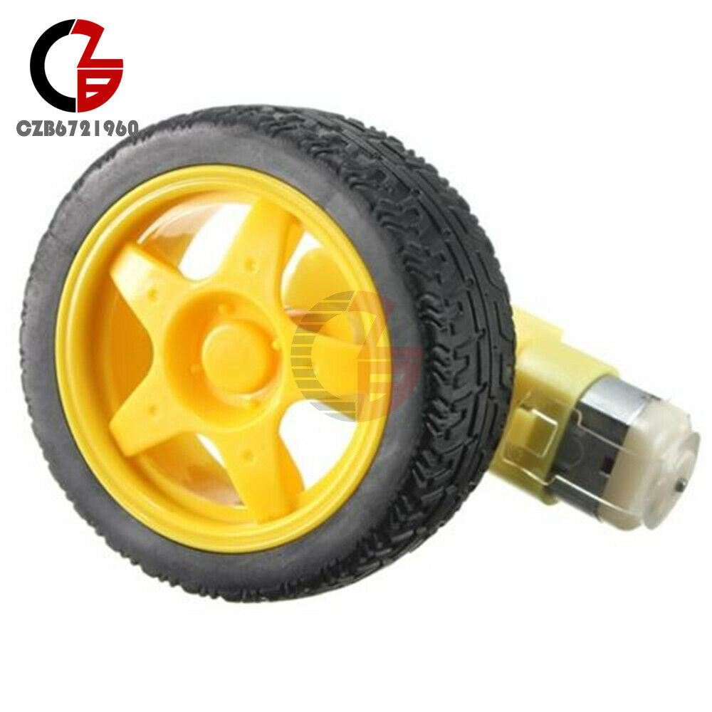 Arduino Smart Car Robot 65x26mm Plastic Tire Wheel w/ DC 3-6V Gear Motor