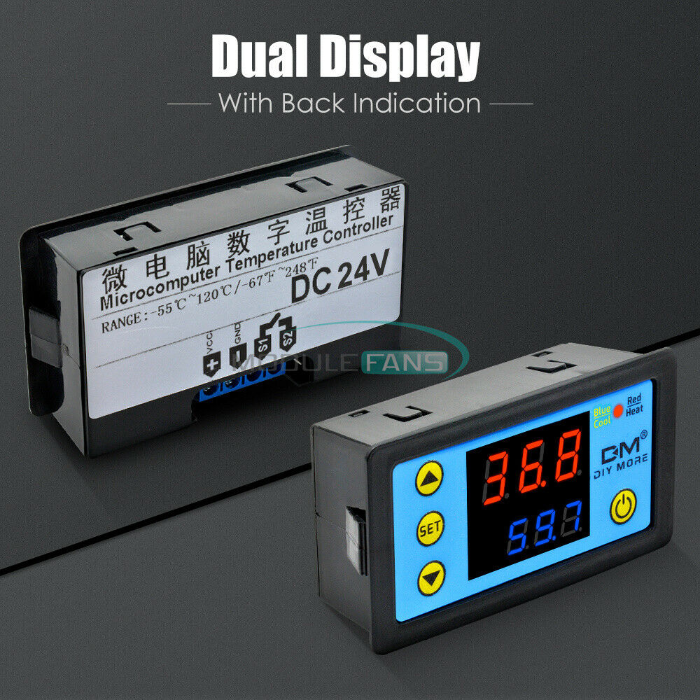 Red+Blue W3231 Dual Display LCD DC24V Digital Thermostat Temperature Controller