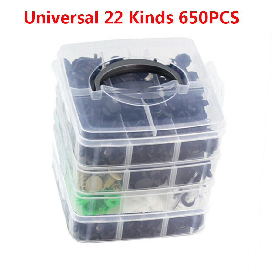 650PC Car Door Panel Bumper Fender Fastener Clips Retainer Rivet & Removal Tools