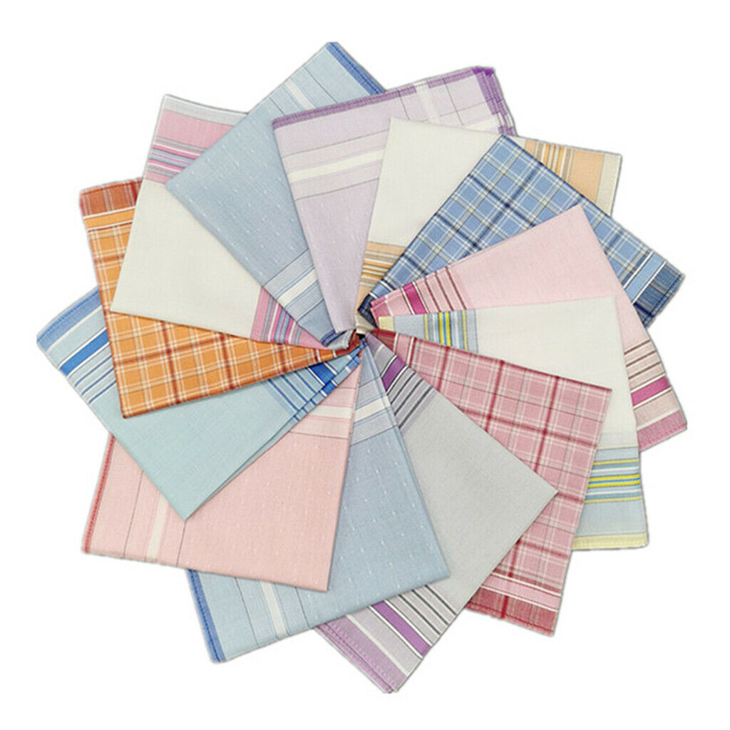 6pc Mens Handkerchiefs Plaids Pocket Hanky Soft Kerchiefs Party Hankie