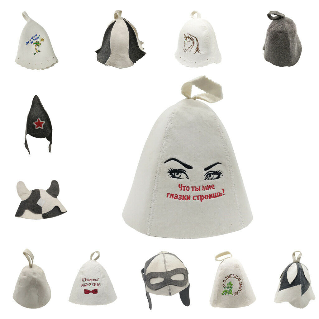 4 Pieces White Wool Mixture Hats for Sauna Banya Bath Room Houses Head