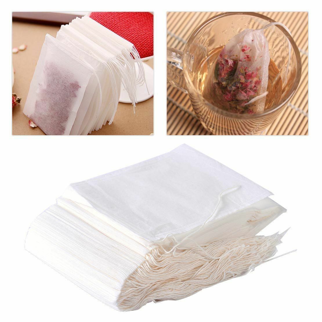 100x White Cotton Muslin Drawstring Reusable Bags Packing Bath Soap Herbs Tea