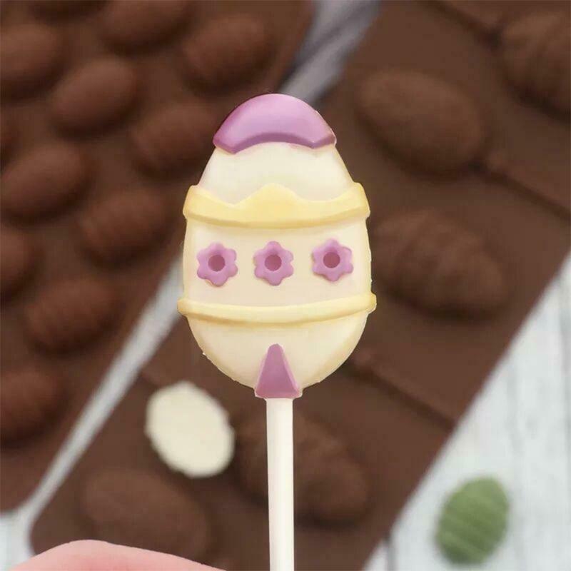 6 Cavity Easter Eggs Chocolate Lollipop Silicone Mold Candy Cookie Cake Mould