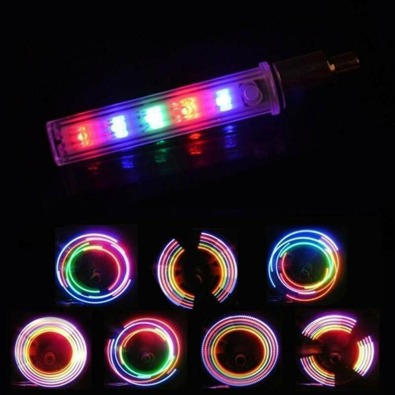 2 x 5 Led Colour LED Neon Car Bike Wheel Tire Tyre Valve Dust Cap Spoke Light US
