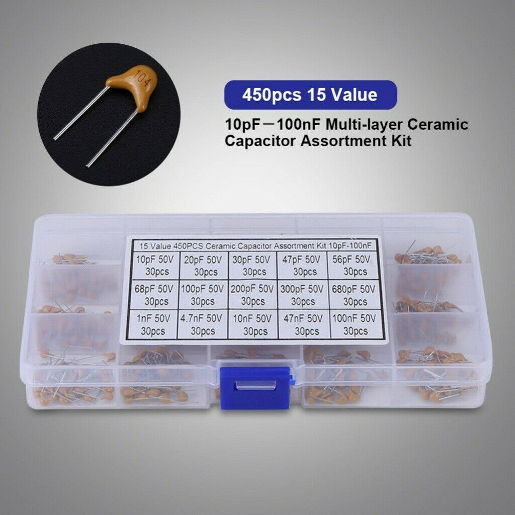 450pcs 50V-100NF 50V Ceramic Capacitor Assorted kit Multi-layer Assortment Set