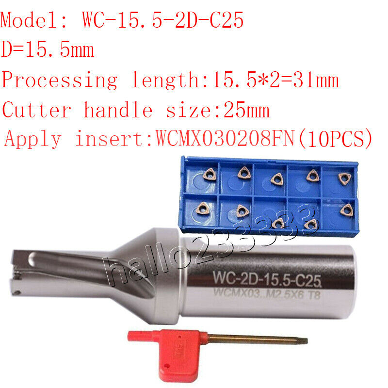 WPD155-C25-2D U drill /indexable drill/Φ 15.5mm C25-2D+WCMX030208 U drill insert